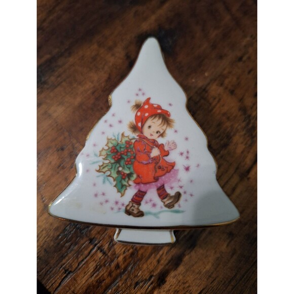 Lefton Hand Painted Christmas Kitsch coll Trinket‎ Candy Box #454p  Vintage - Picture 5 of 6